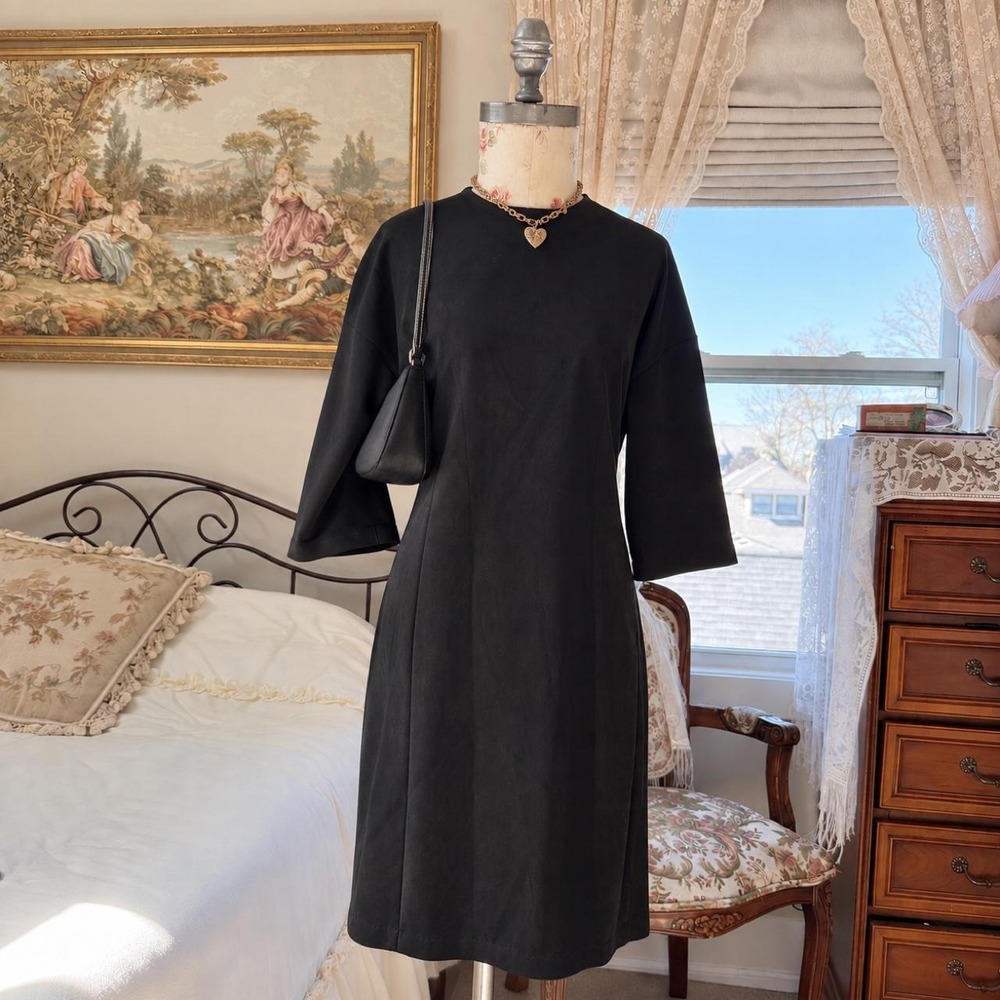 70s black dress True vintage black long sleeve 1970s
